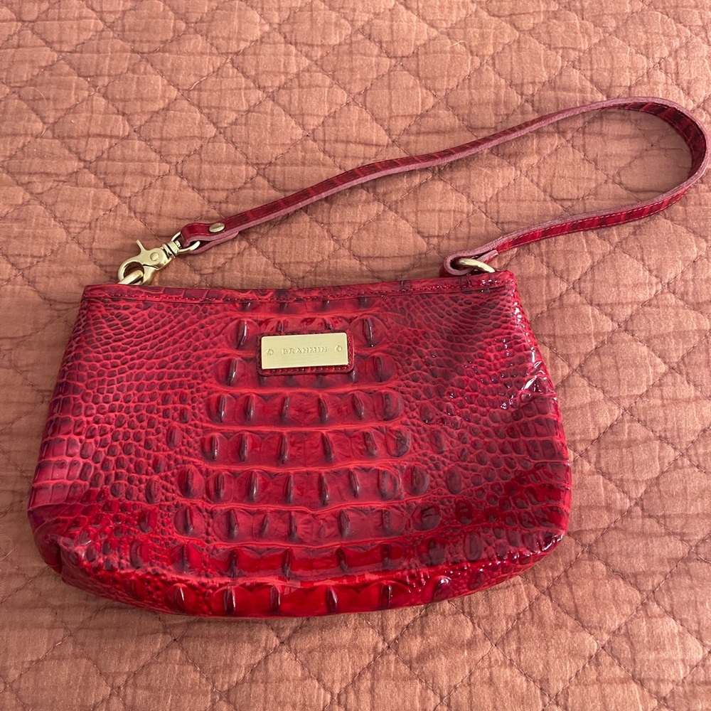 Brahmin Red Embossed Wristlet Clutch